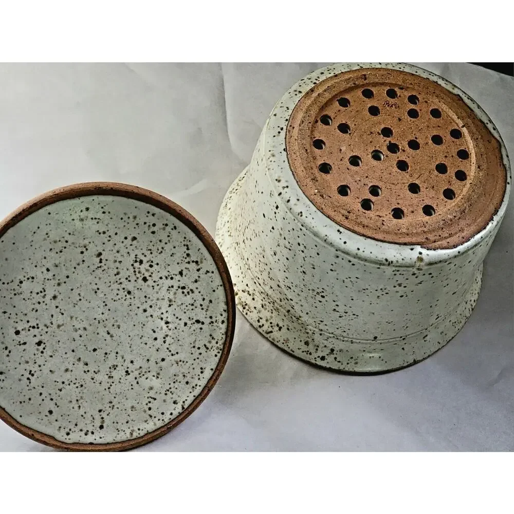 Vintage Studio Pottery Berry Bowl Colander Signed Handmade